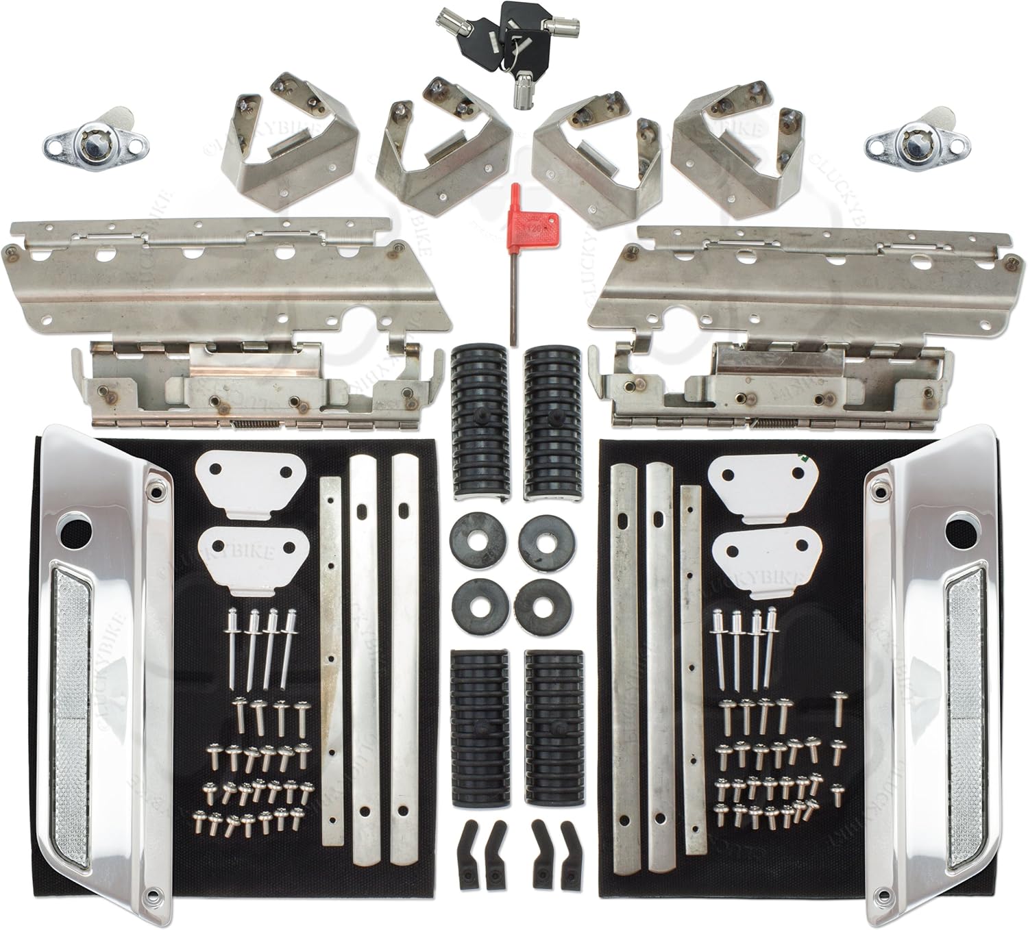 Saddle Bag Latch Hardware Kit Chrome Clear Harley FLH Luggage Hard Touring Cover