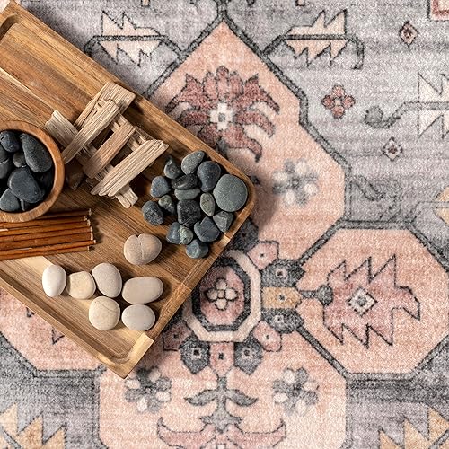 Miniatura 7 de nuLOOM Jenise - Alfombra tradicional lavable a máquina, 4 x 6 pies, color beige