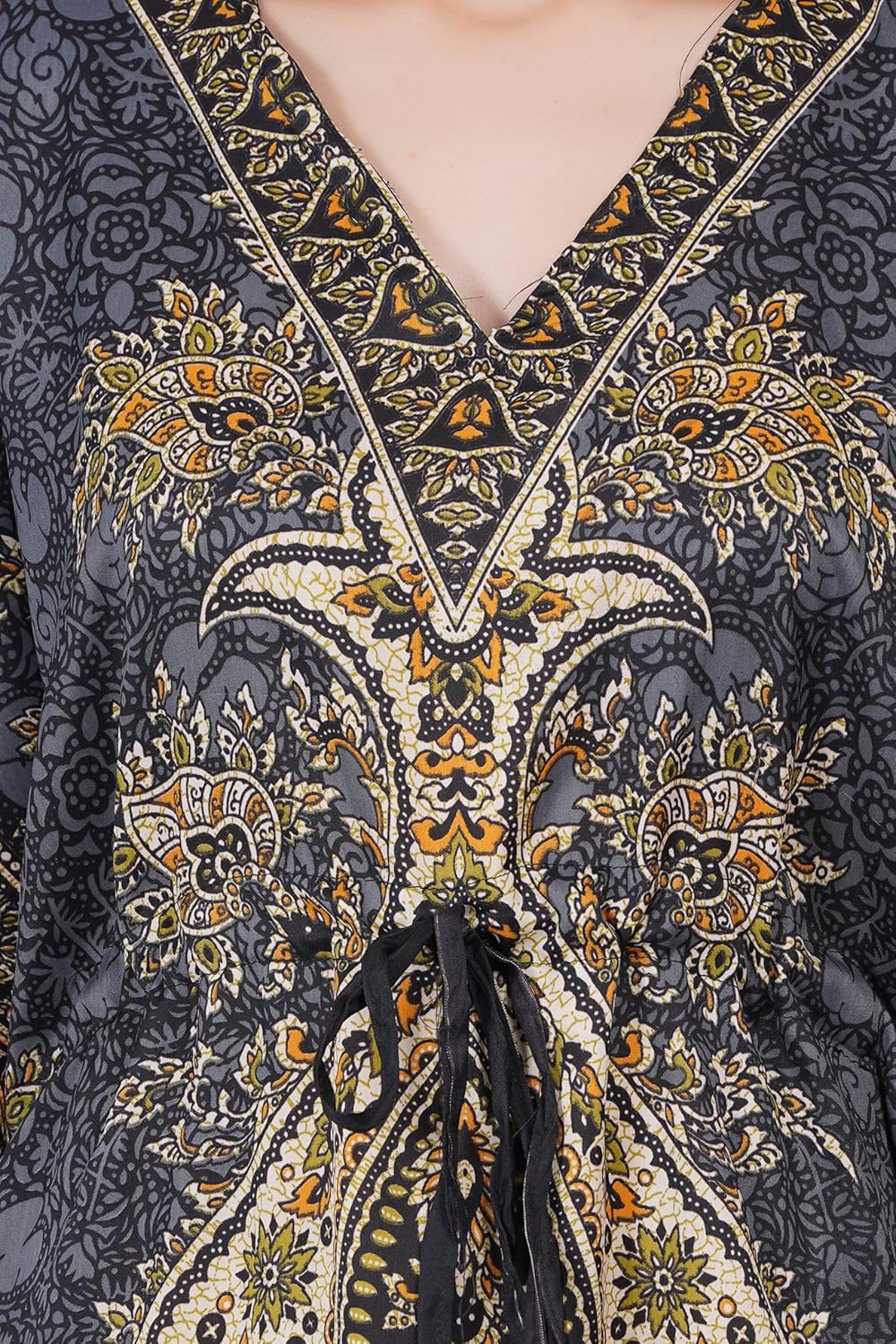 LAPSHA'S Women's Kaftan Dress Beach Cover Up Tribal Ethnic Print Plus Size Loose Kimono Maxi Dress - Image 4