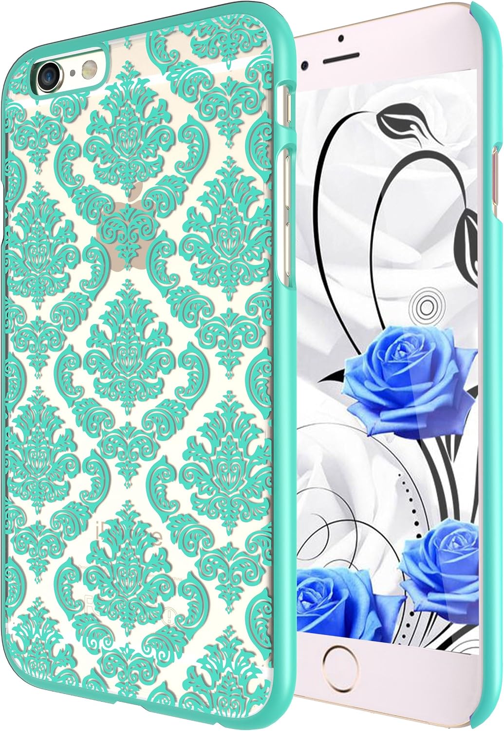 iPhone 6 Case, Style4U iPhone 6 [Teal] Flower Damask Design Slim Fit Case Cover for Apple iPhone 6 4.7 Inch with 1 Stylus and 1 HD Clear Screen Protector [Teal]