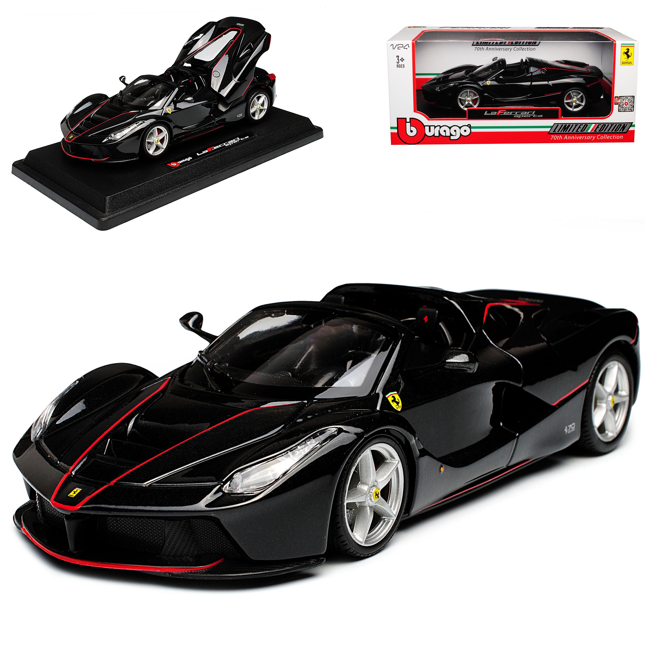 Ferrari LaFerrari Aperta 2016 1/43 Modellino IXO Altaya – Nero Metallico, Con Te Ca