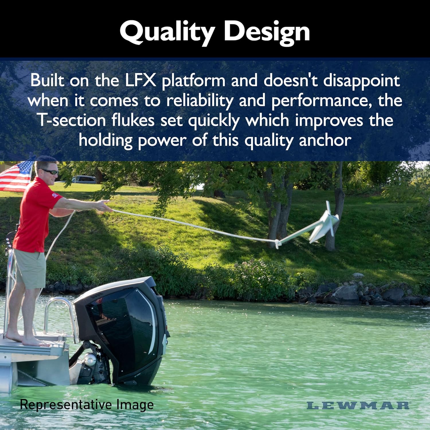 Lewmar 4 lb. LFX Fluke Anchor for Boats Anchoring in Mud or Sand, Aluminum