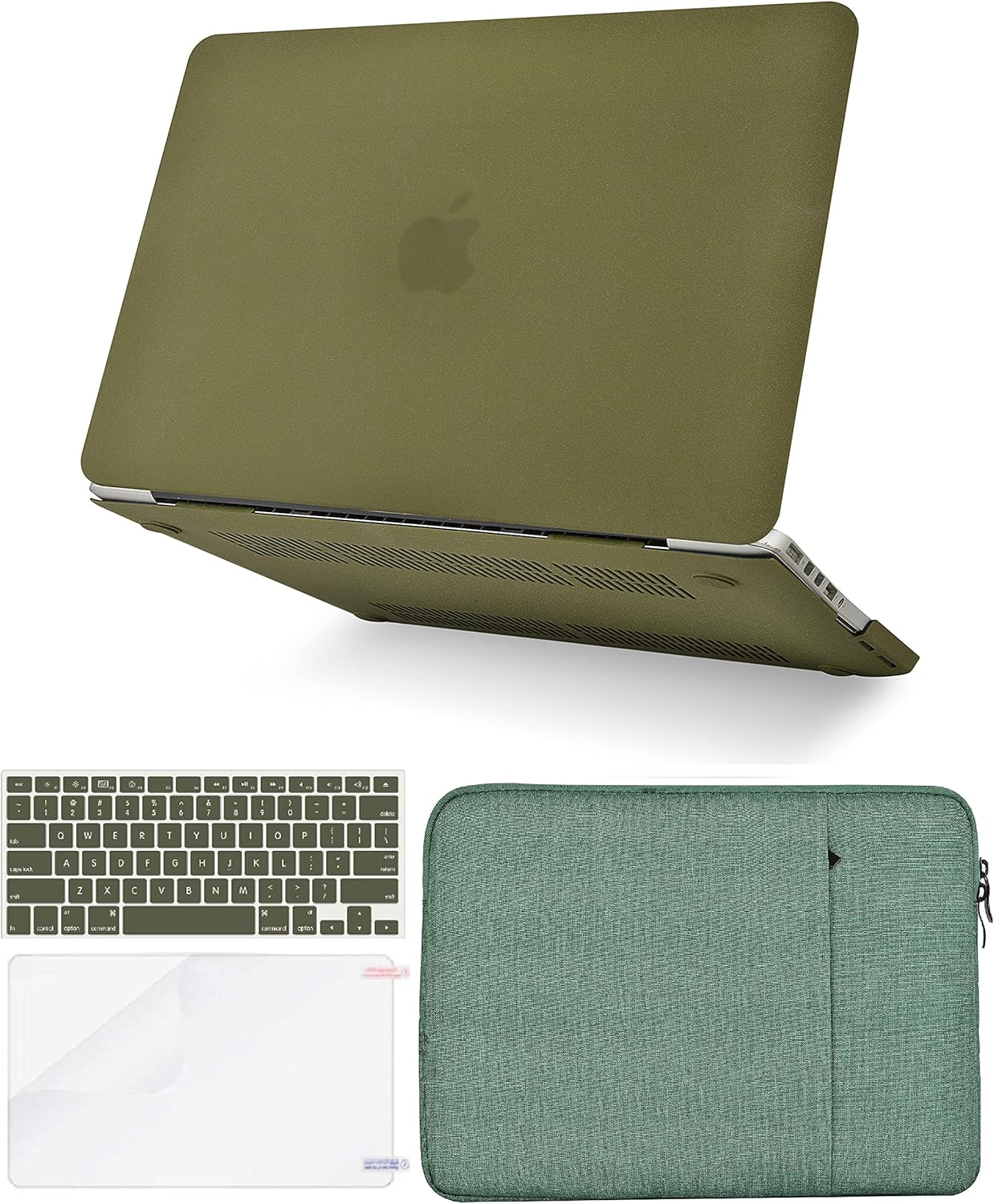 Free Shipping 🛒 KECC Compatible with MacBook Pro 13 inch Case 2016-2020 Release A2338 M1 A2289 A2251 Touch Bar Plastic Hard Shell + Keyboard Cover + Sleeve + Screen Protector (Matte Olive Green)