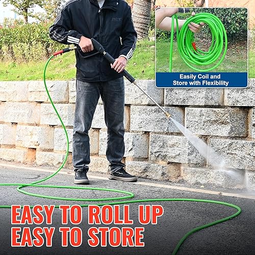 Miniatura 4 de YAMATIC - Manguera súper flexible para lavadora a presión de 50 pies para reemplazo de lavadora eléctrica, extensión resistente a torceduras
