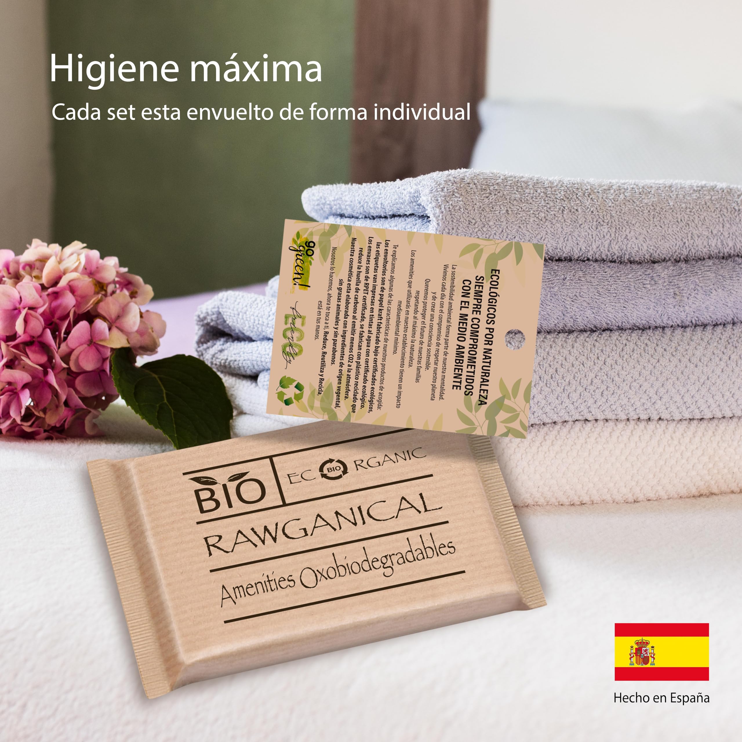 Vanity 50 Sets mit 2 Wattestäbchen und 2 Scheiben für Hotels | Umweltfreundliches Kosmetikset einzeln verpackt | für Hotels, Reisen und Gäste | 50 Amenitiy Kits