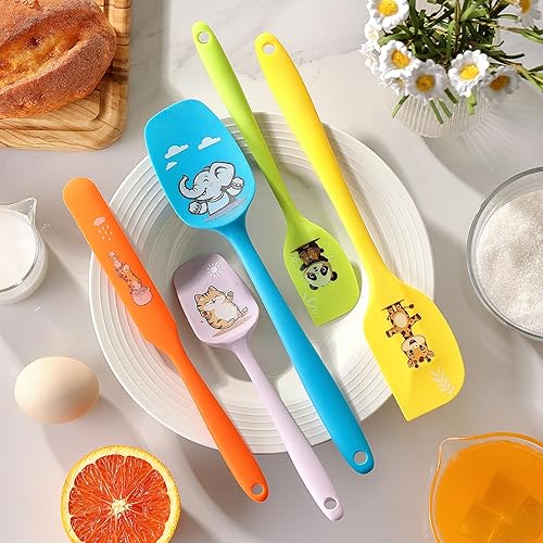 Miniatura 7 de 5 piezas de juego de espátulas de silicona de goma, DQELFA espátulas resistentes al calor de grado alimenticio para uso en la cocina, para cocinar