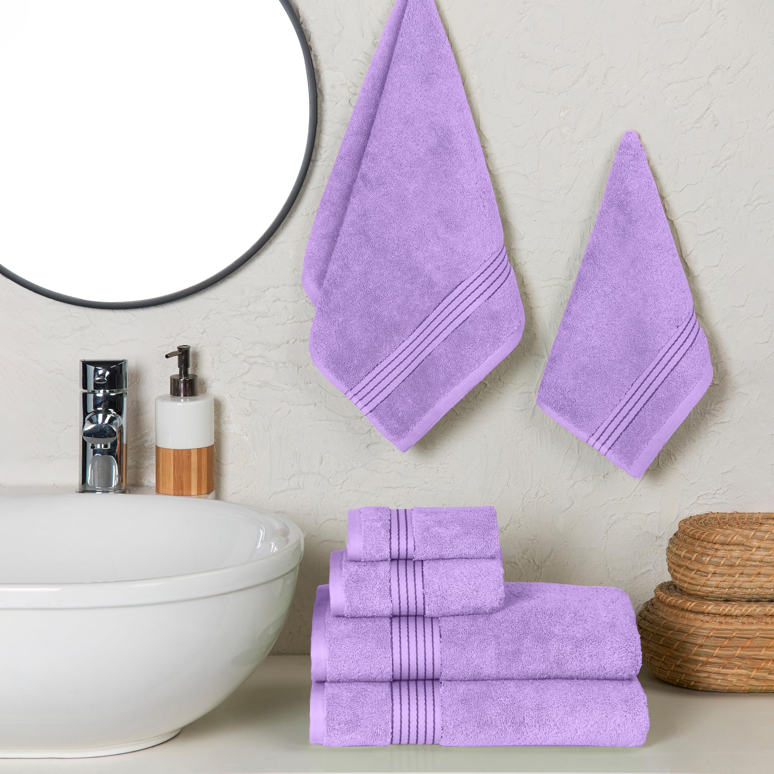 Elegant Comfort Lot de 6 Serviettes en Coton de qualité supérieure - Comprend 2 débarbouillettes, 2 essuie-Mains et 2 Serviettes de Bain, 100% Coton Turc, très absorbantes et Super Douces, pour Salle