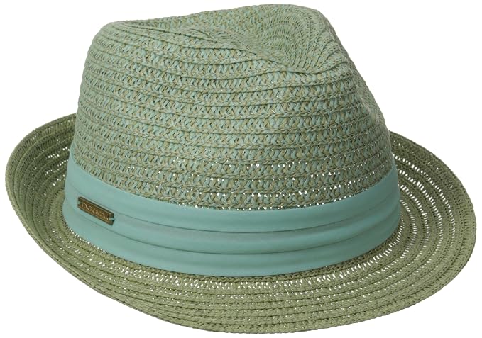 Patterned Straw Fedora Hat 
