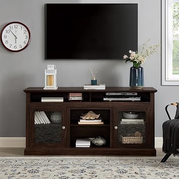 Modern TV Stand for 65 inch TV,Entertainment Center with Storage,Tall Media Console with Adjustable Shelves,Sideboard TV Cabinet for Living Room Brown