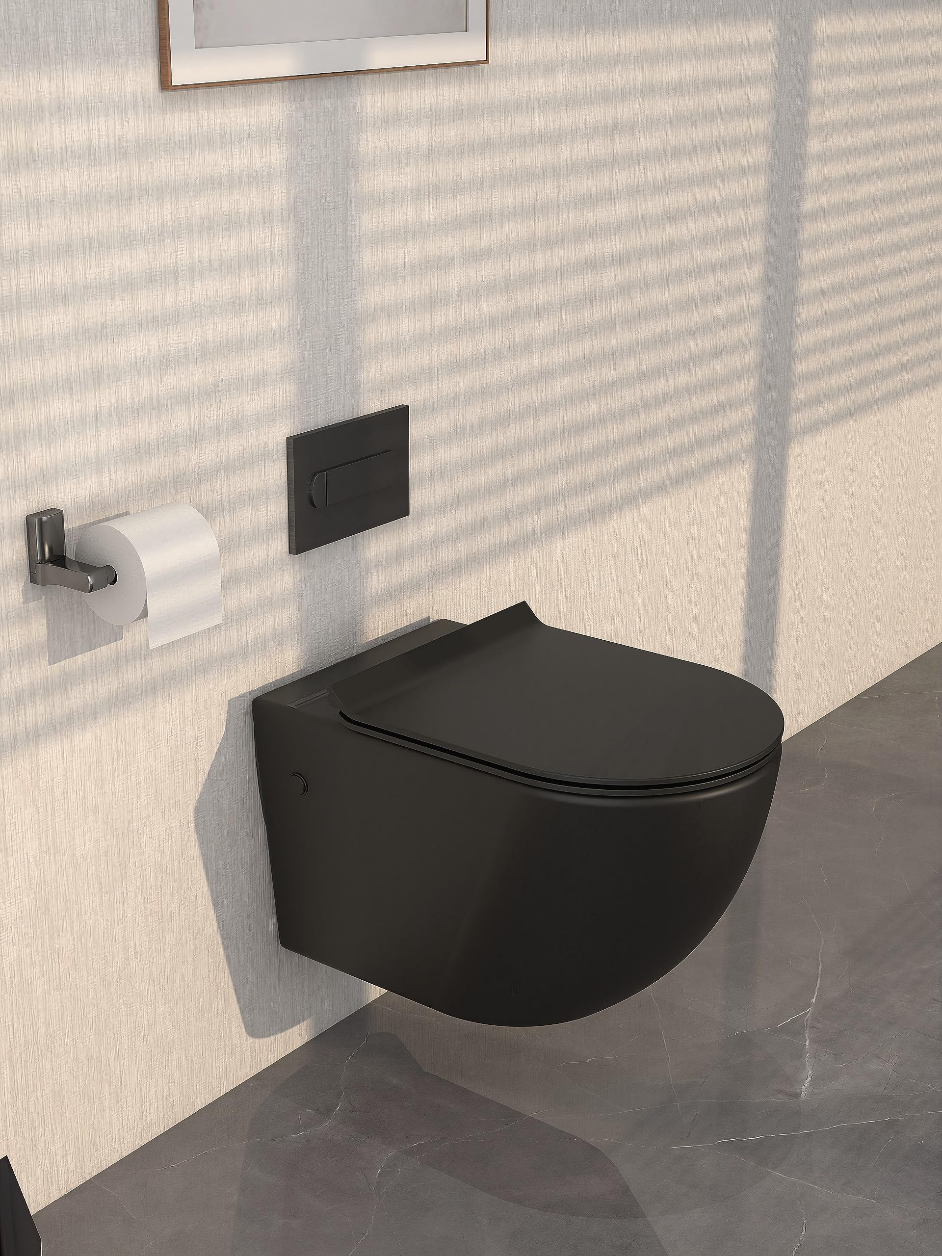 MEJE Wc autoportante con rivestimento nano senza telaio Wc sospeso in ceramica nera