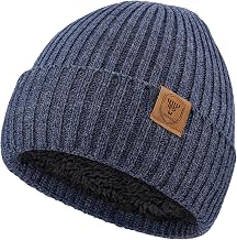 OZERO Knit Beanie Winter Hat, Thermal Thick Polar Fleece Snow Skull Cap for Men and Women