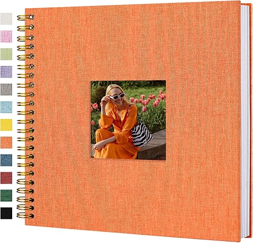 Vista 99 de Funda de lino para álbum de fotos, 10 x 10 pulgadas, tapa dura, papel de estraza blanca, libro de memorias, para viajes, bodas, libro de invitados