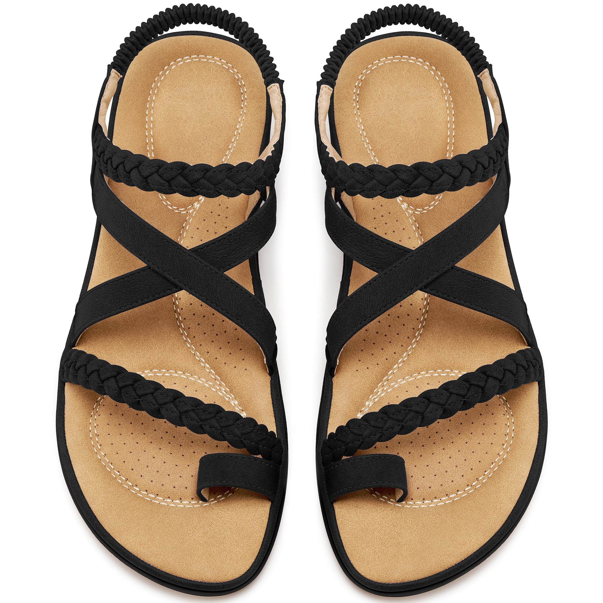 Photo 1 of Aomigoct Womens Sandals Dressy Comfortable: Cushioned Insole & Soft PU Leather for Daily Wear - Elastic Strap & Non-slip Sole for Confidence Walking - Fashion Women