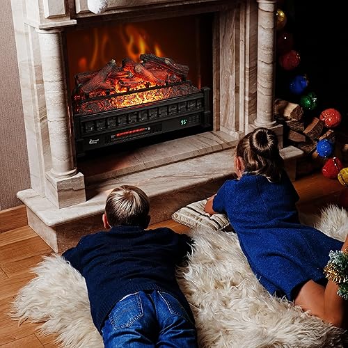 Miniatura 7 de TURBRO Eternal Flame - Calentador eléctrico de cuarzo infrarrojo WiFi de 26 pulgadas con sonido crujiente, troncos de madera de limón realistas,