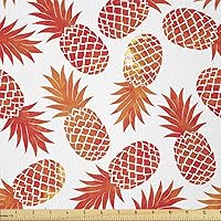 Vista 54 de Ambesonne - Tela de helado por The Yard, deliciosos alimentos fríos de verano en conos estilo Kawaii patrón ilustrado, tela decorativa