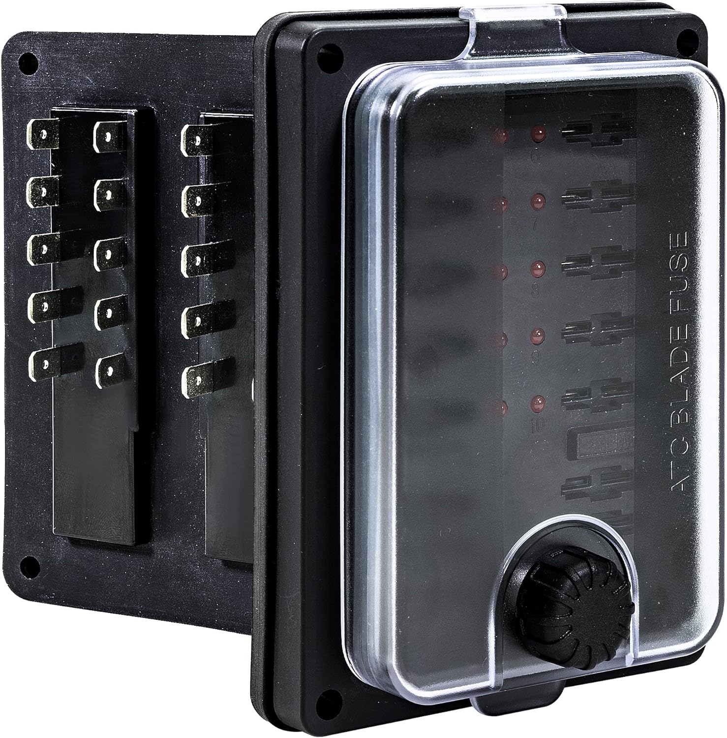 True Mods 10 Way Waterproof Fuse Box for Automotive [ATC/ATO Blade Fuses] [250 Amp] [Up to 25A per Socket] [LED Indicator] [12V - 32V DC] Auto Marine Fuse Block