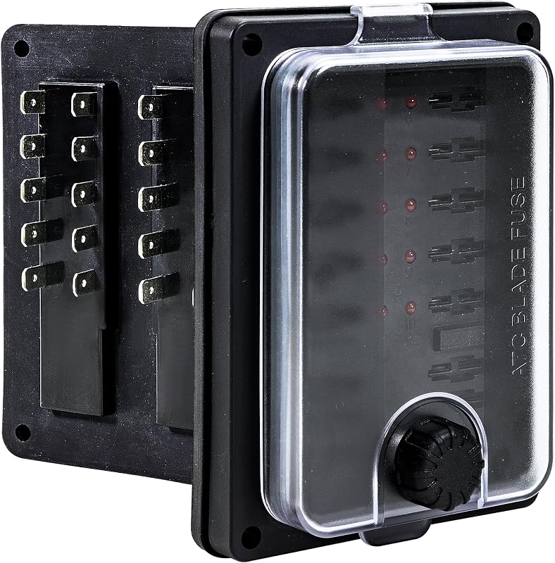 Caixa de fusíveis automotiva à prova d’água ONLINE LED 10 vias ATC/ATO com indicador LED – 12 V a 32 V