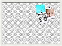 Vista 192 de PinPix Tablero de anuncios de corcho de 12 x 12 pulgadas. Este tablero decorativo enmarcado viene con diseño de círculos B W y un marco blanco