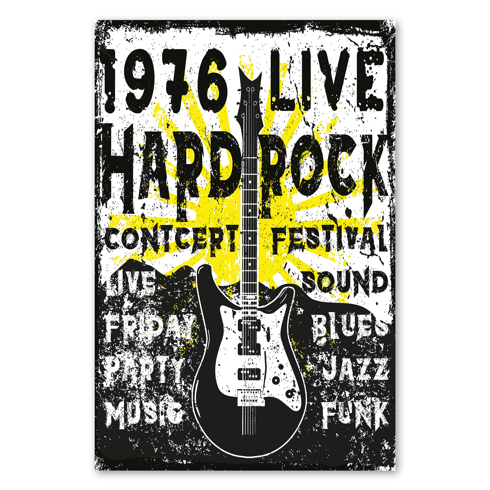 Postereck - 2148 - Poster Hard Rock Festival, chitarra musica concerto - Stampa con Scritta, Decorazione da Parete, Quadri, Ideen Regalo - Tela - 100,0 cm x 75,0 cm