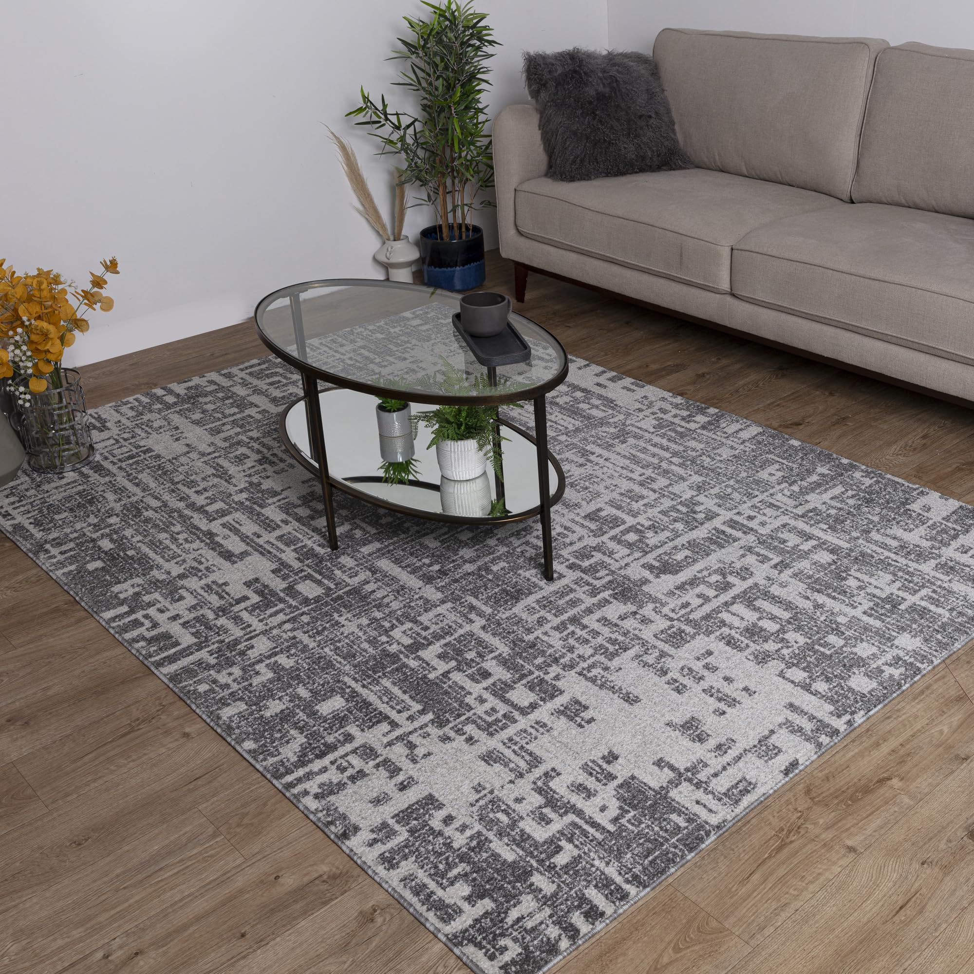 Asiatic Edits Low Pile Abstract Grey Indoor Rug for Living room Bedroom, Conservatory, Hallway, Large Area, Easy to Clean - Image 4