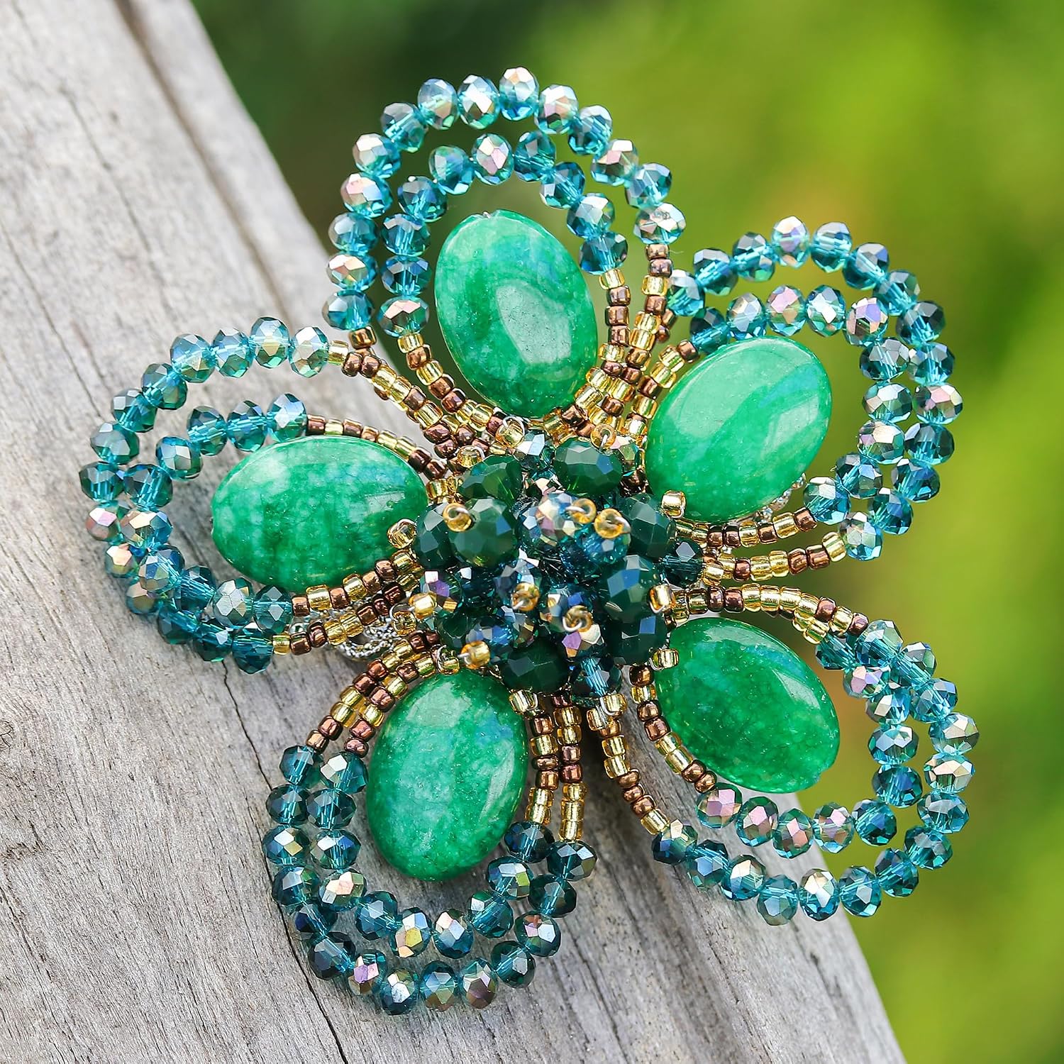 NOVICA Multi-Gem Quartz Brooch 'Spring in Harmony'