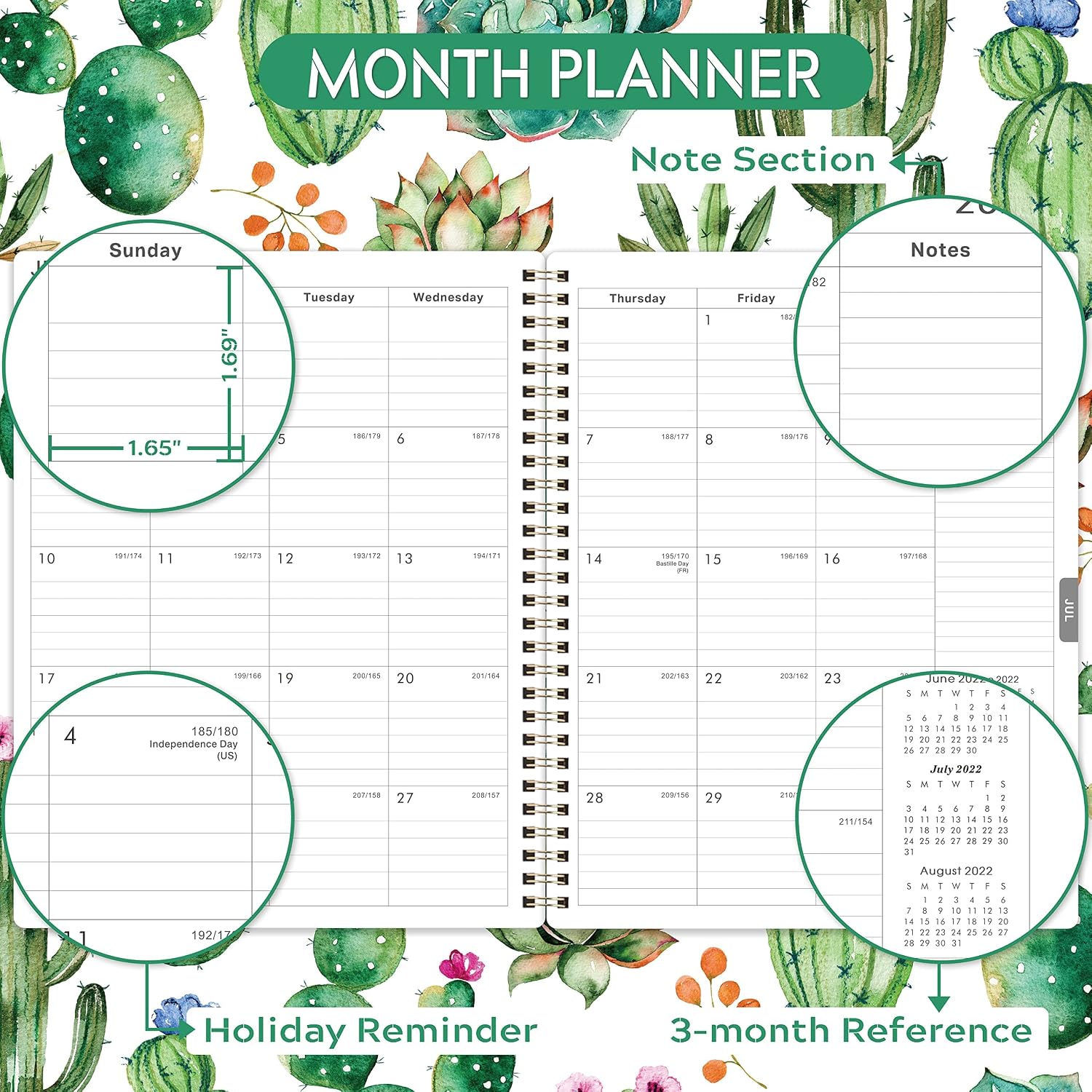 Planner 2022 - Weekly Monthly Planner with Flexible Cover, 8" x 10", Jan 2022 - Dec 2022, Check Boxes as To-do List, Monthly Printed Tabs, Perfect for Home, Office Using