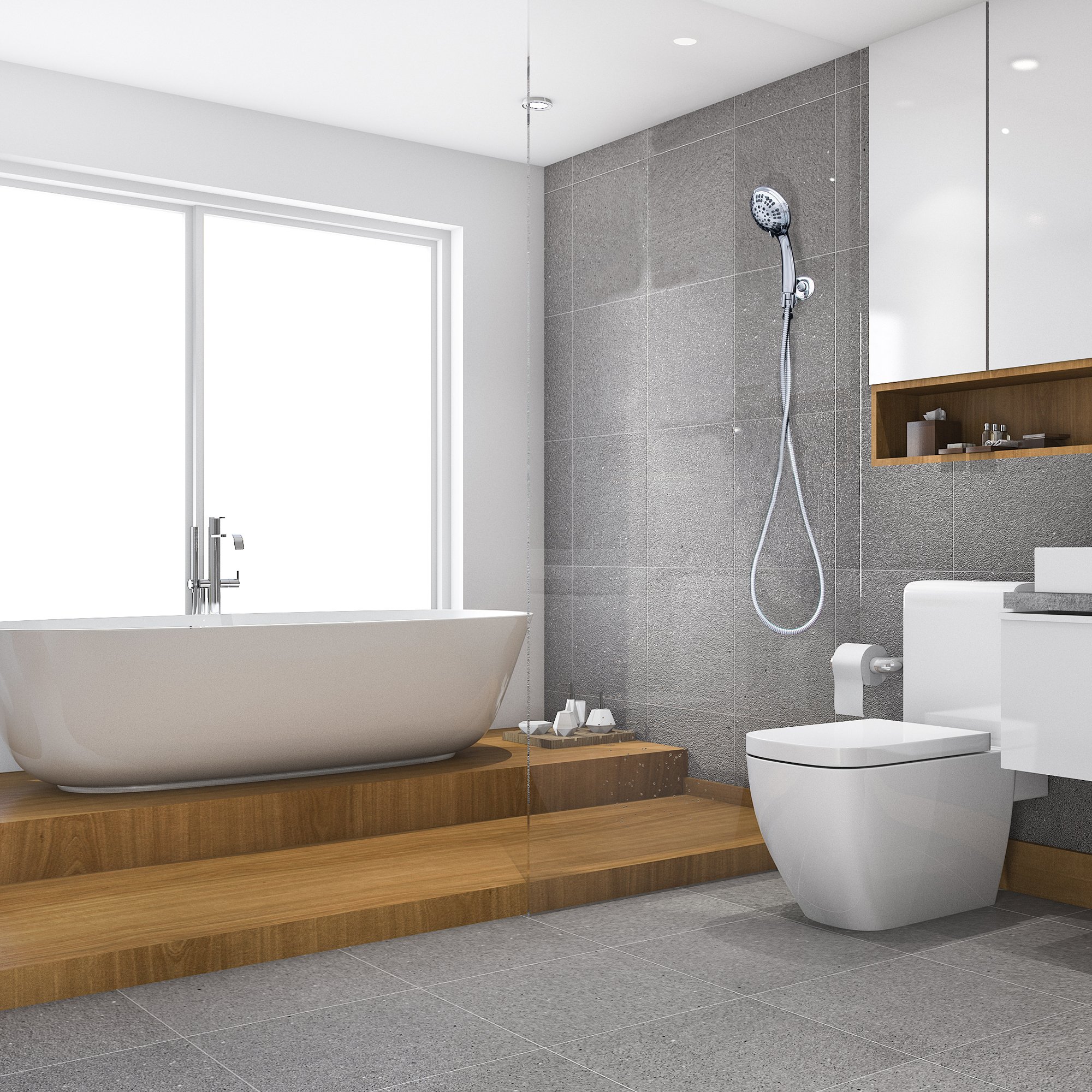Seria Luxury Spa, 6 ustawień natrysku 11,4 cm ręczna głowica prysznicowa, bardzo długi wąż ze stali nierdzewnej, MAXX-imizuj swój prysznic z głowicą prysznicową w polerowanym chromowanym
