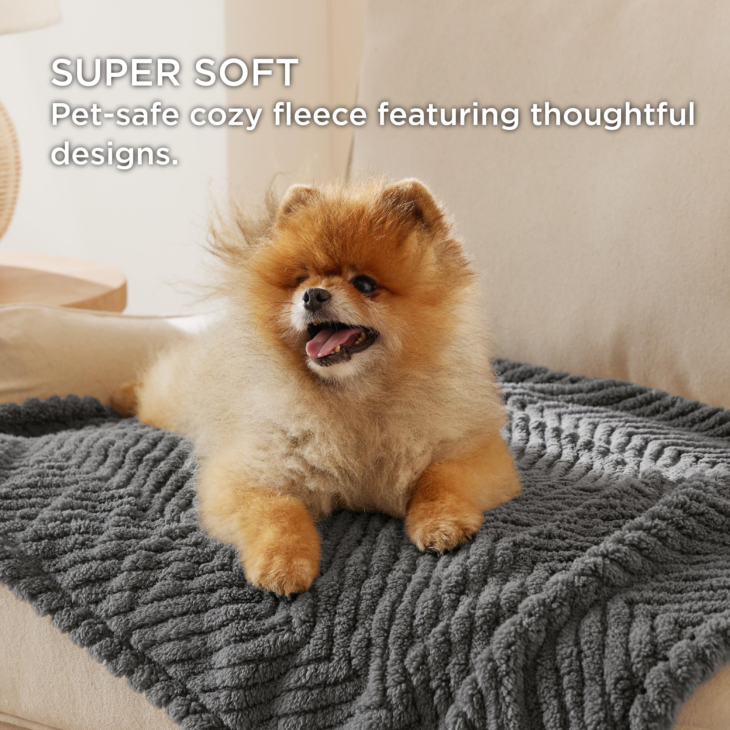 Bedsure Couverture pour Chien et Chat Lavable - 80x60 cm Plaid pour Chien et Chat en Polaire Corail, Douce et Moelleuse, Tapis Chien Lavable, Couverture pour Animaux, Gris foncé