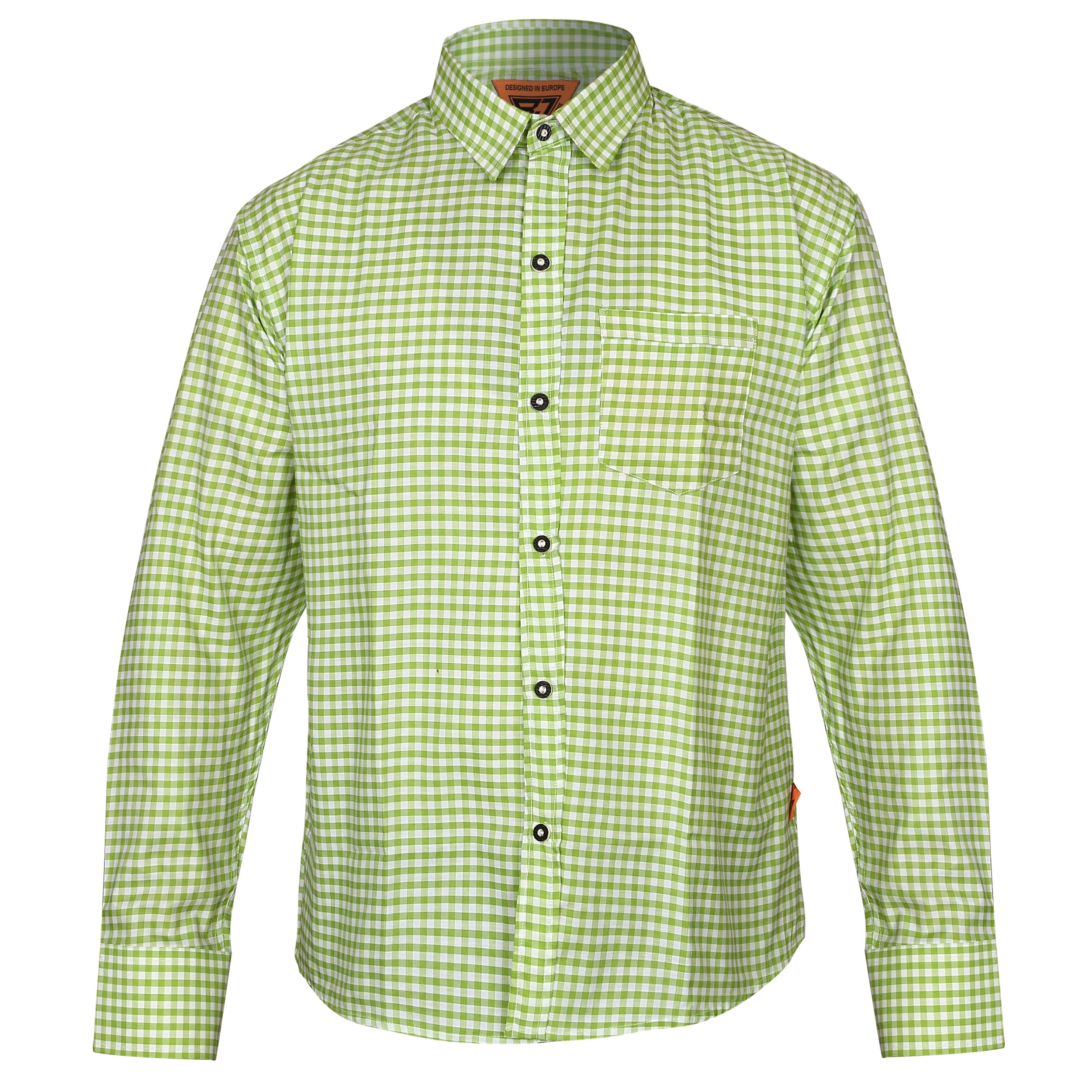 Men’s Bavarian Oktoberfest Shirt – Gingham Check Trachten Style Regular Fit (S–3XL, Multiple Colours) (UK, Alpha, S, Regular, Regular, Parrot Green) — image 1