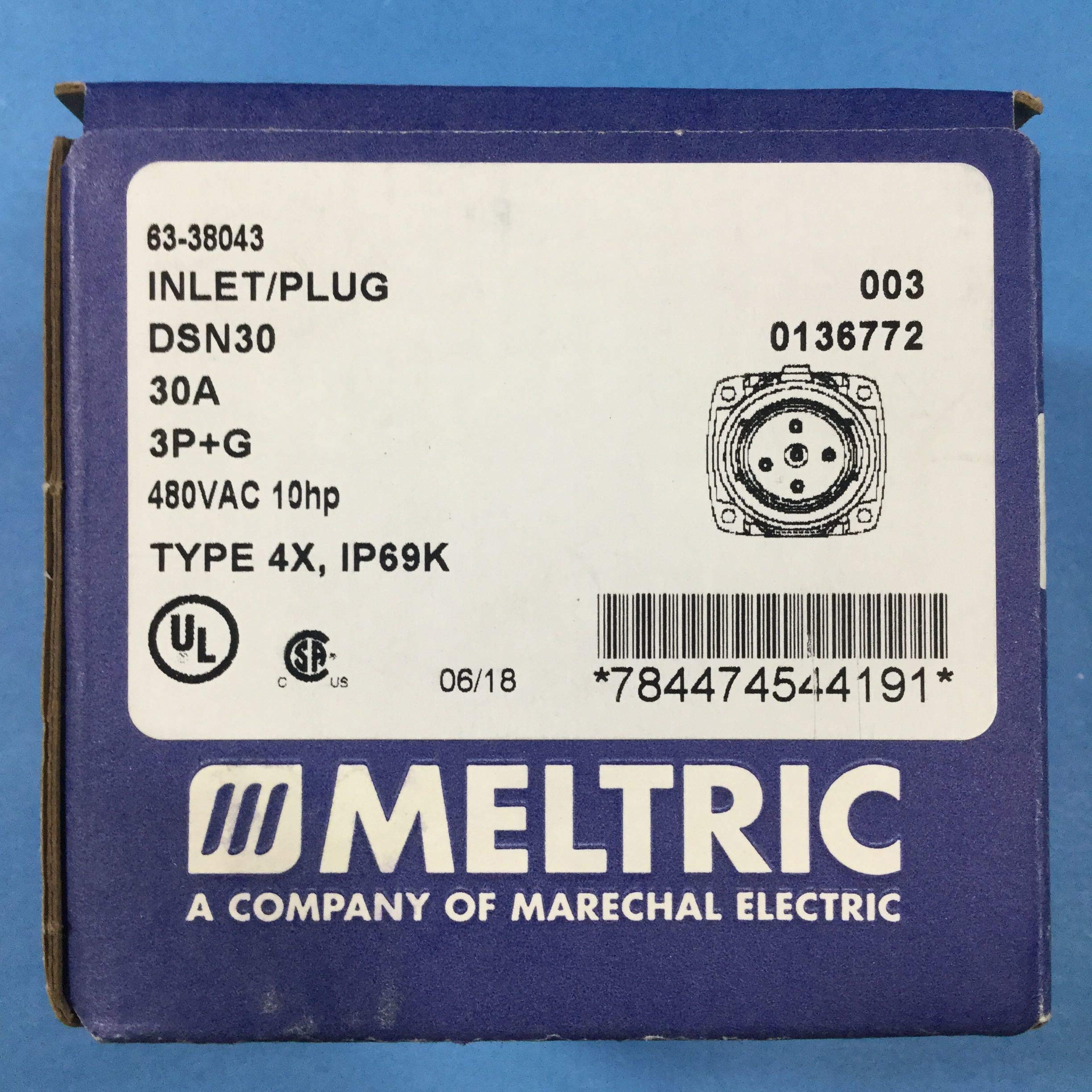 Meltric 63-38043, Inlet, White: Amazon.com: Tools & Home Improvement