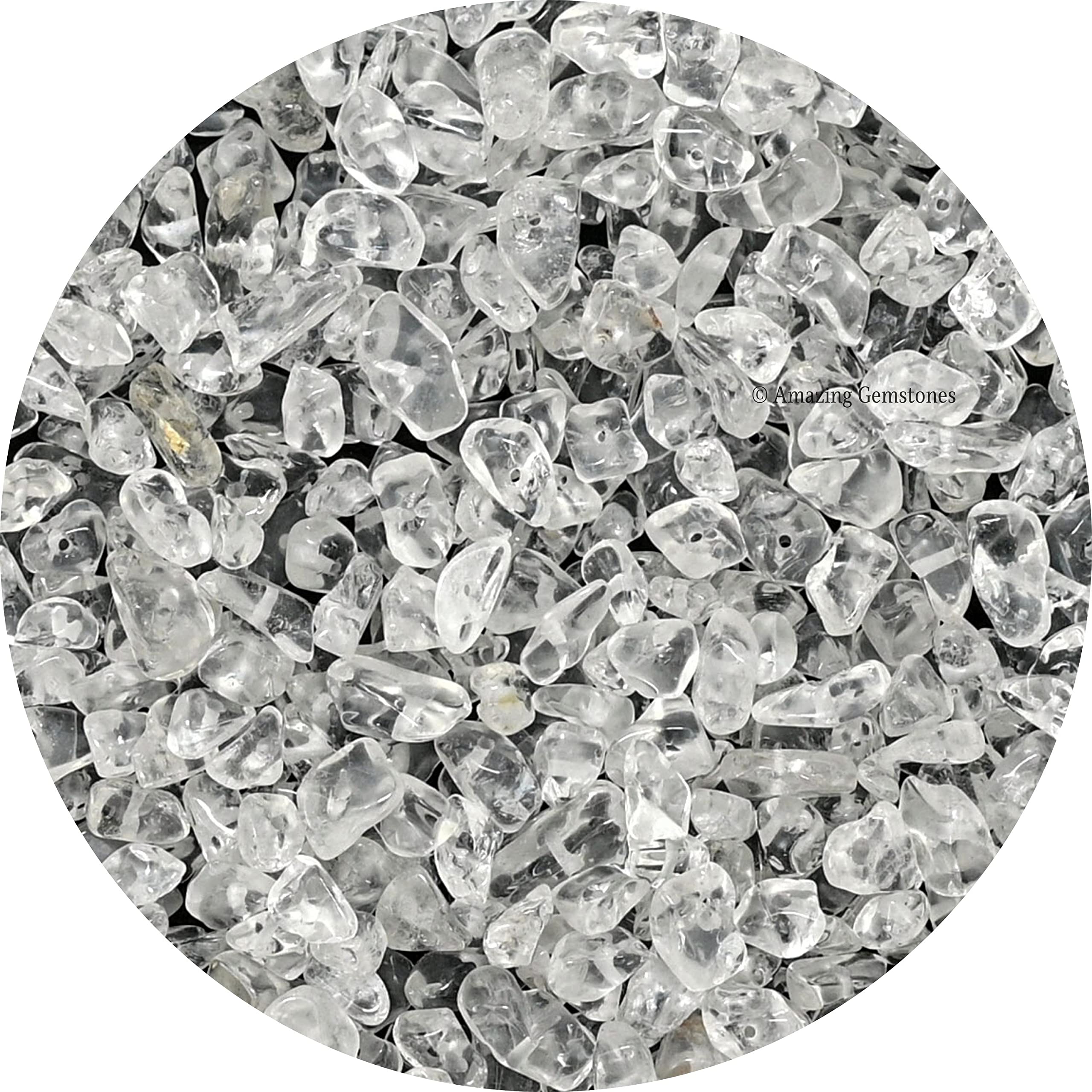 Clear Quartz Pre Drilled Natural Crystals Crushed Chips Beads for Jewelry Making, DIY Handmade Healing Crystals - 300 to 400 Pieces