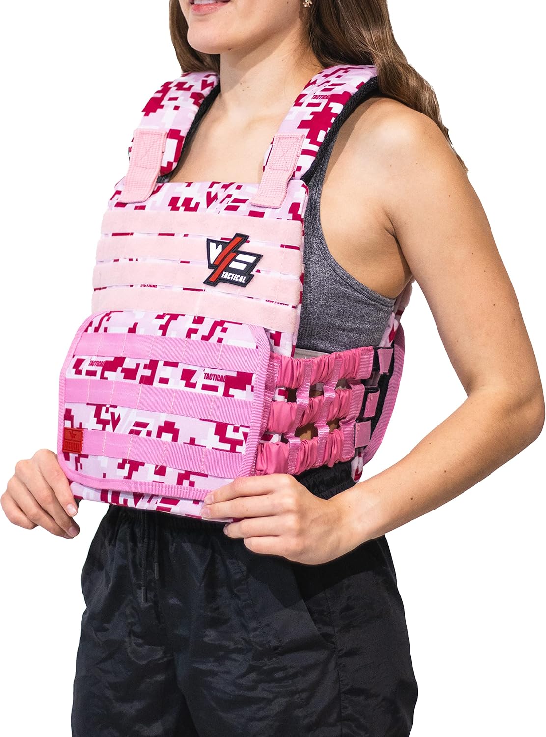 | Pink Plate Carrier + 14Lb Set | Adjustable Weighted Vest | Customize it for WODs training, running, crosstraining and strength
