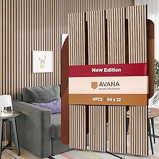 Avana Acoustic Wood Wall Panels – 94.4 X 12.6 Inch White Oak Acoustic Panels 4 PCs – Wall Panels For Interior Wall Decor For Homes, Offices, Studios – Sturdy And Durable Wood Panels For Wall