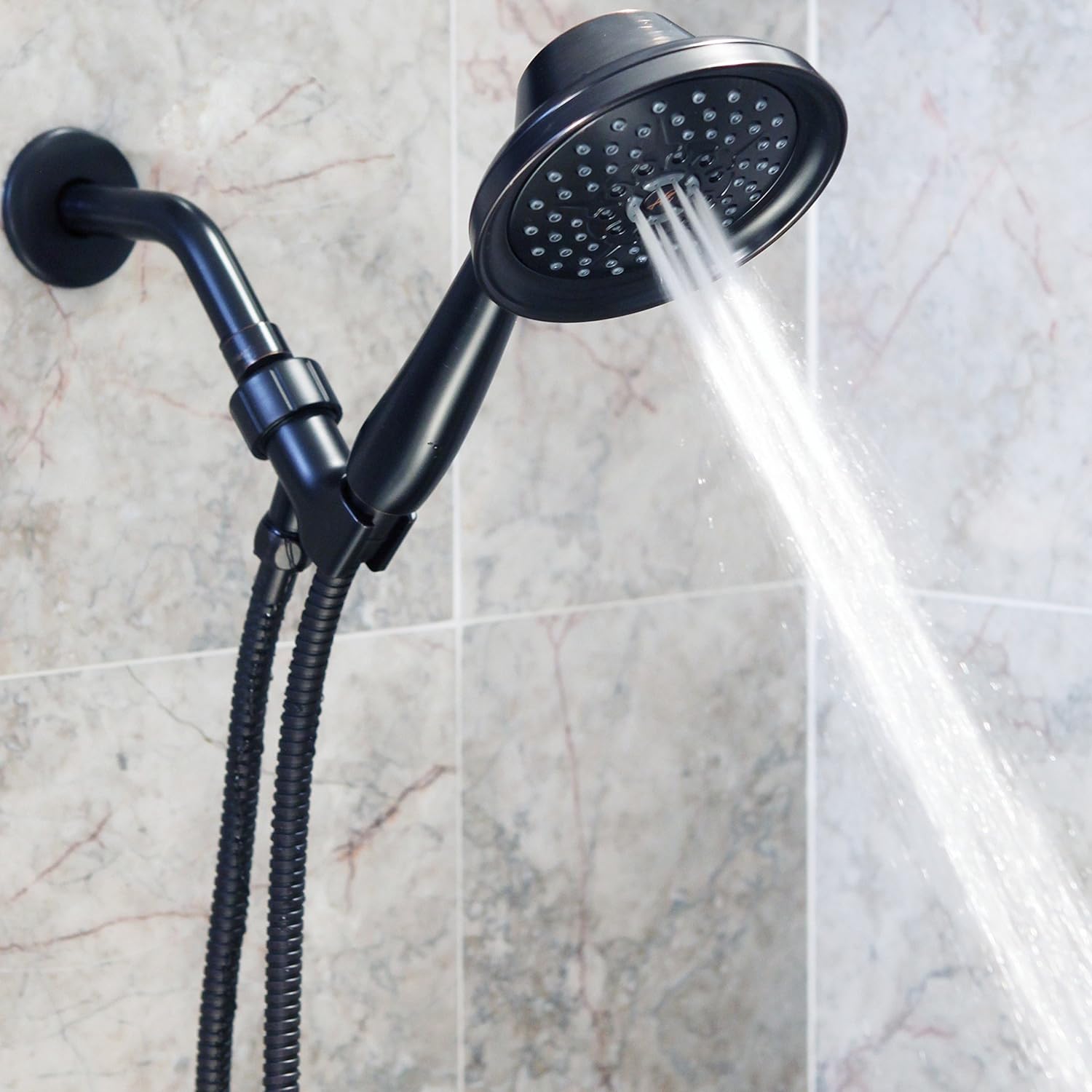 Shower Massager Handheld With Hose - Massage & Mist Hand Held Showerhead Kit - High Pressure Removable Head And Mount - Adjustable Massaging Rainfall Spray, 2.5 GPM - Oil-Rubbed Bronze