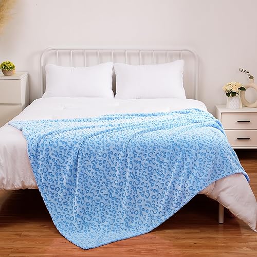 Vista 3 de Excervent Manta de forro polar de franela de leopardo 3D, 280 GSM, manta ligera de guepardo para sofá, cama, manta cálida súper suave y acogedora