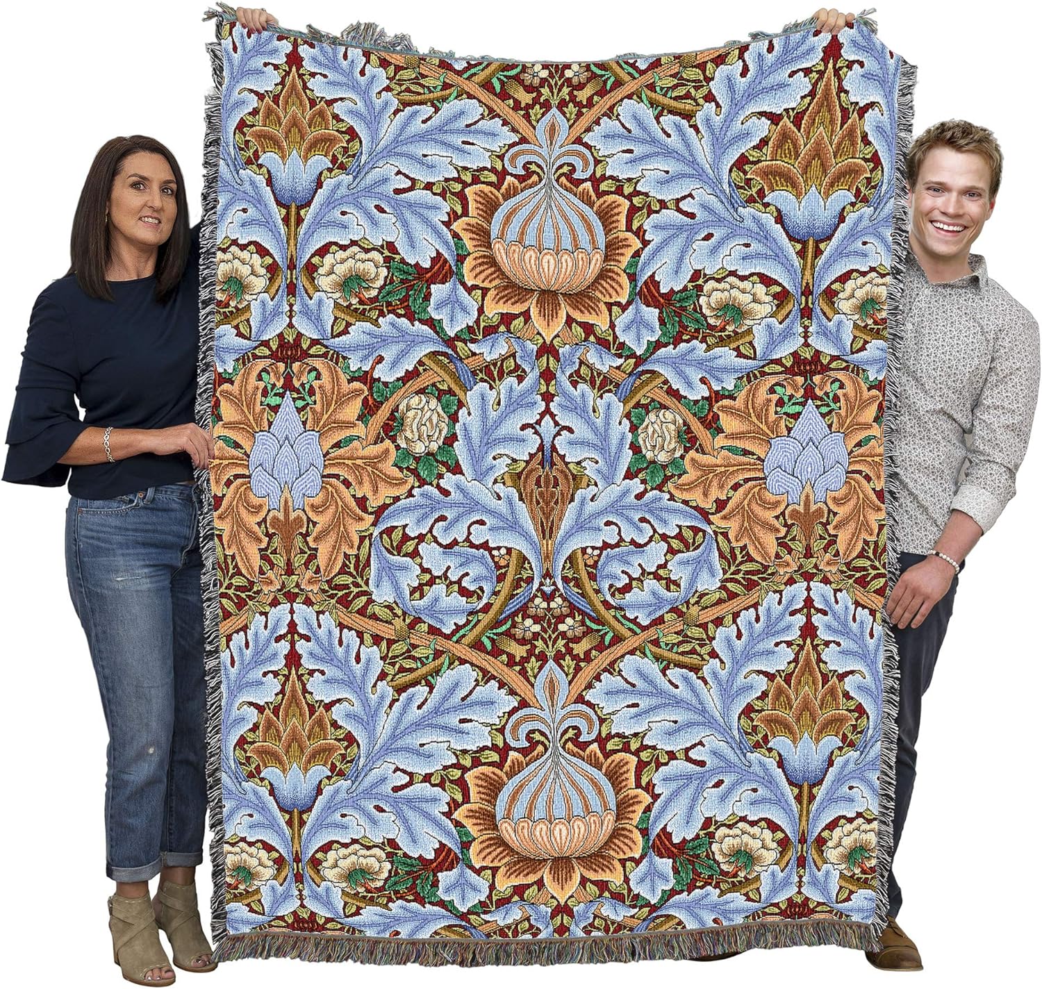 Pure Country Weavers William Morris St James Dusk Blanket - Arts & Crafts - Gift Tapestry Throw Woven from Cotton - Made in The USA (72x54)