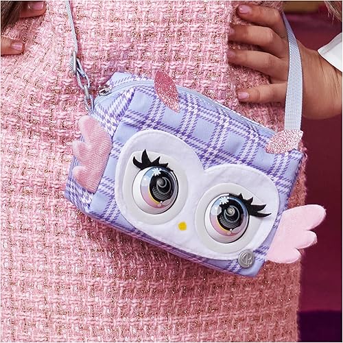 Miniatura 6 de Purse Pets, Print Perfect Hoot Couture Owl, juguete interactivo para mascotas y bolsa de hombro con más de 30 sonidos y reacciones, juguetes para