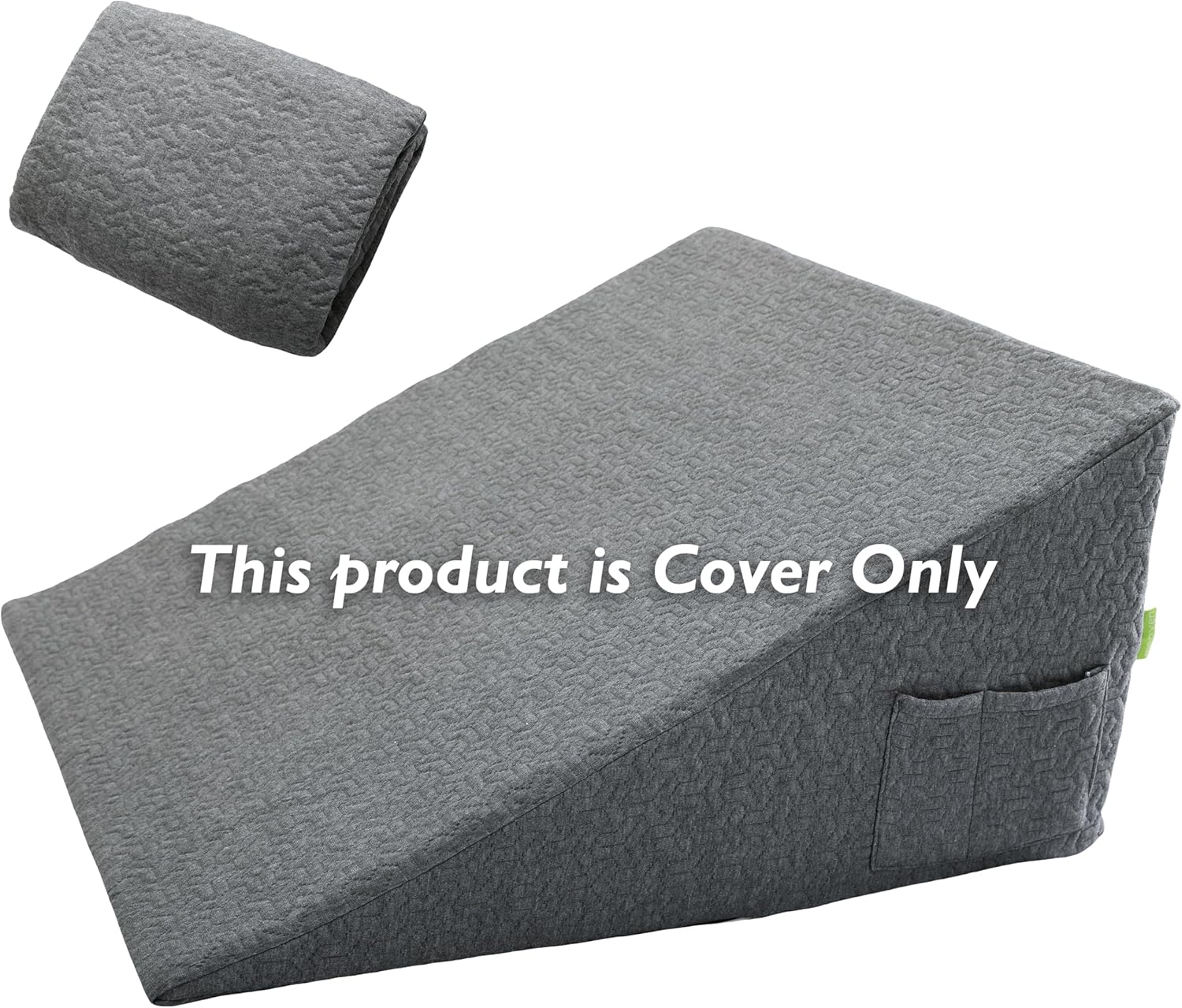 Wedge Pillow Cover for 24x24x12 Bed Wedge Pillow, Hypoallergenic Replacement Case Cover with Zipper & Pockets, Gray