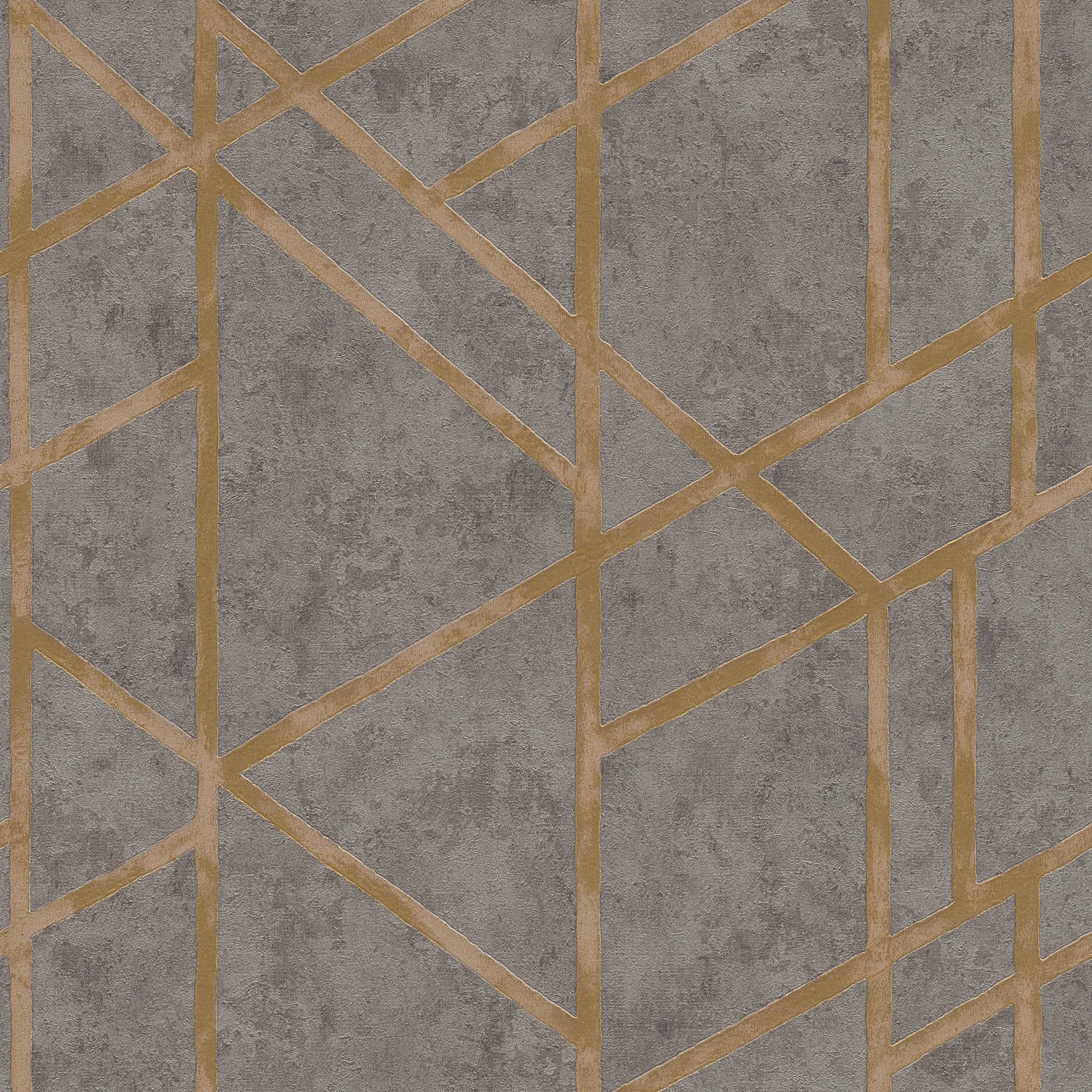 Roberto M1-No.286 - Papel pintado para pared, diseño geométrico, color gris y dorado