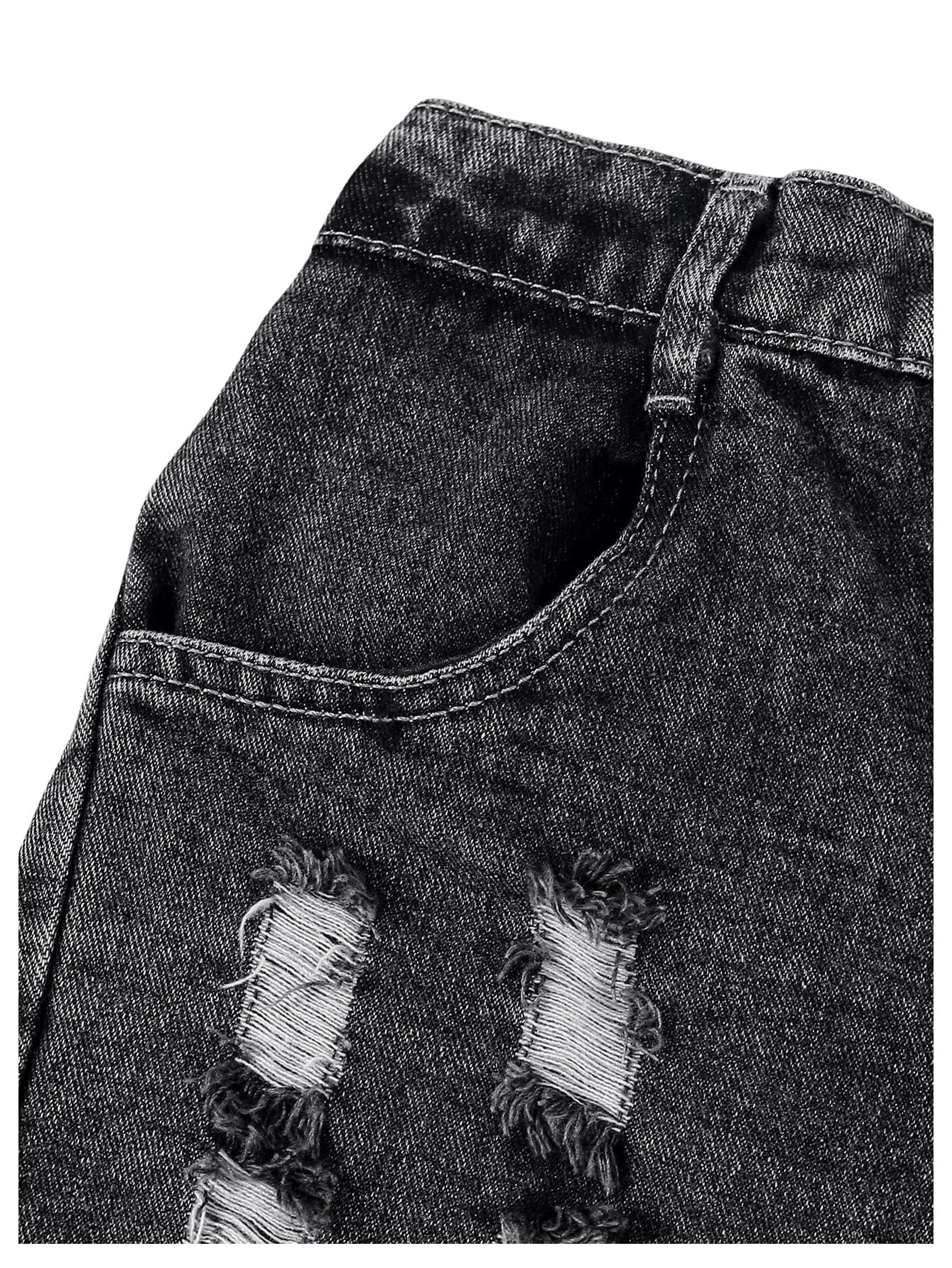 Floerns Pantalones cortos de mezclilla con cintura elástica y bolsillos para niña