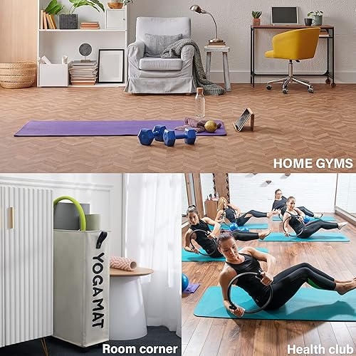 Miniatura 6 de Twira Estantes de almacenamiento para esterillas de yoga, estante de almacenamiento de gimnasio en casa para rodillo de espuma, correa de yoga y