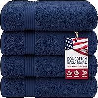 Vista 54 de American Veteran Towel, Paquete de 4 toallas de baño turcas 100% algodón para baño, 27 x 54 pulgadas, extra grandes, de secado suave, color azul