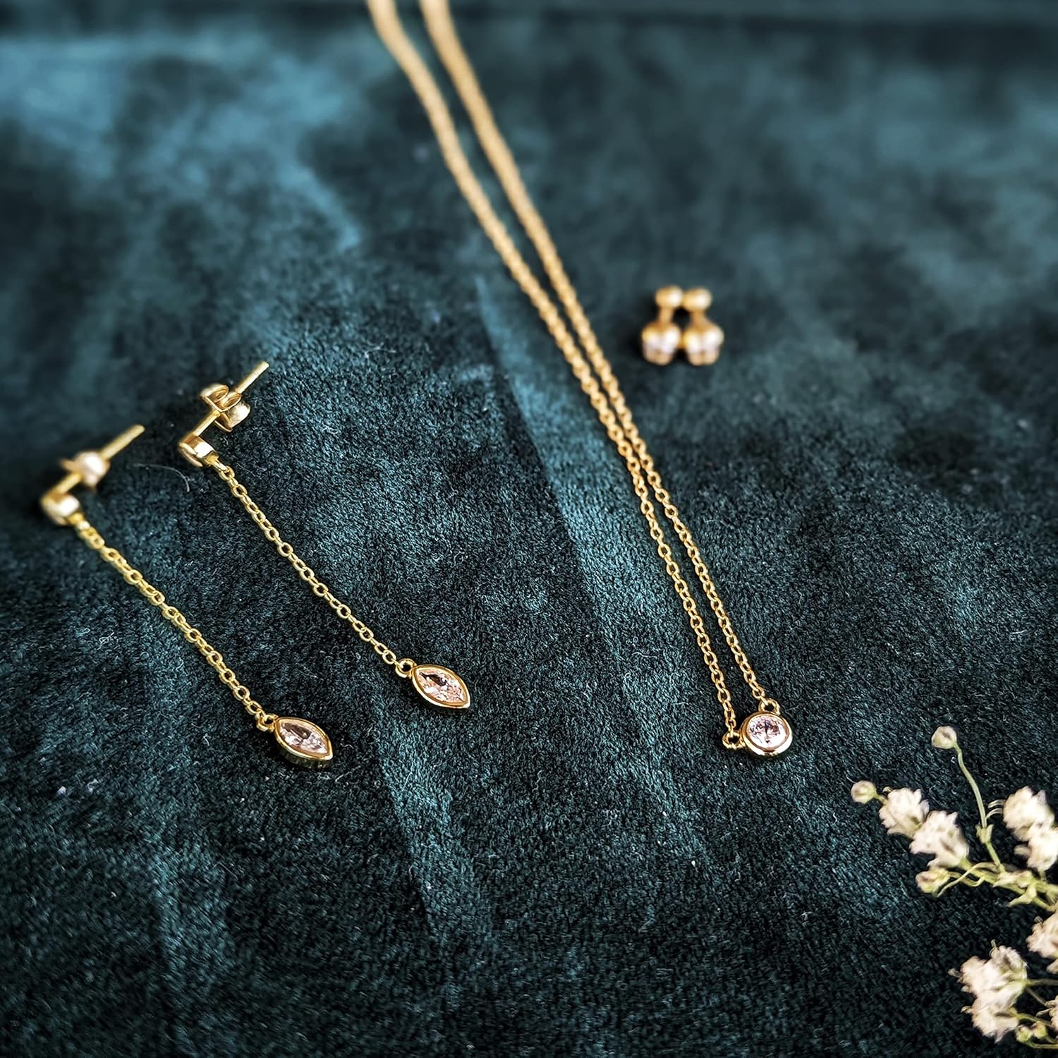 Faire de la Mode Teardrop Cubic Zirconia Dangle Earrings, Wedding Earrings for Brides, Bridal Earrings for Wedding - Image 7