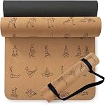 UMINEUX Tapis de yoga en liège haut de gamme 1/4 & 2/5 pouce épaisseur 72 x 26 dans, Tapis de yoga non glissades en liège épais pour femmes hommes, idéal pour le yoga chaud & Exercices
