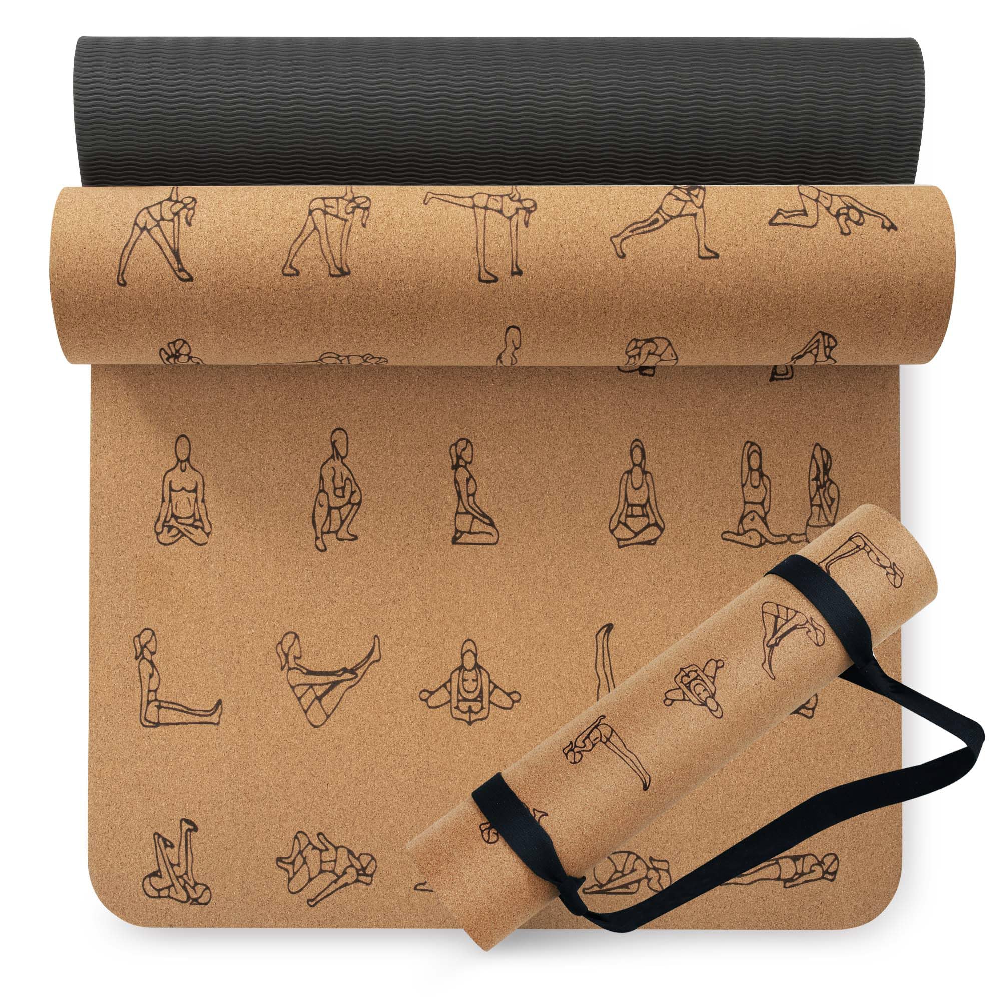 Premium Cork Yoga Mat 1 4 2 5 Inch Thick 72 x 26 in Thick Cork and TPE