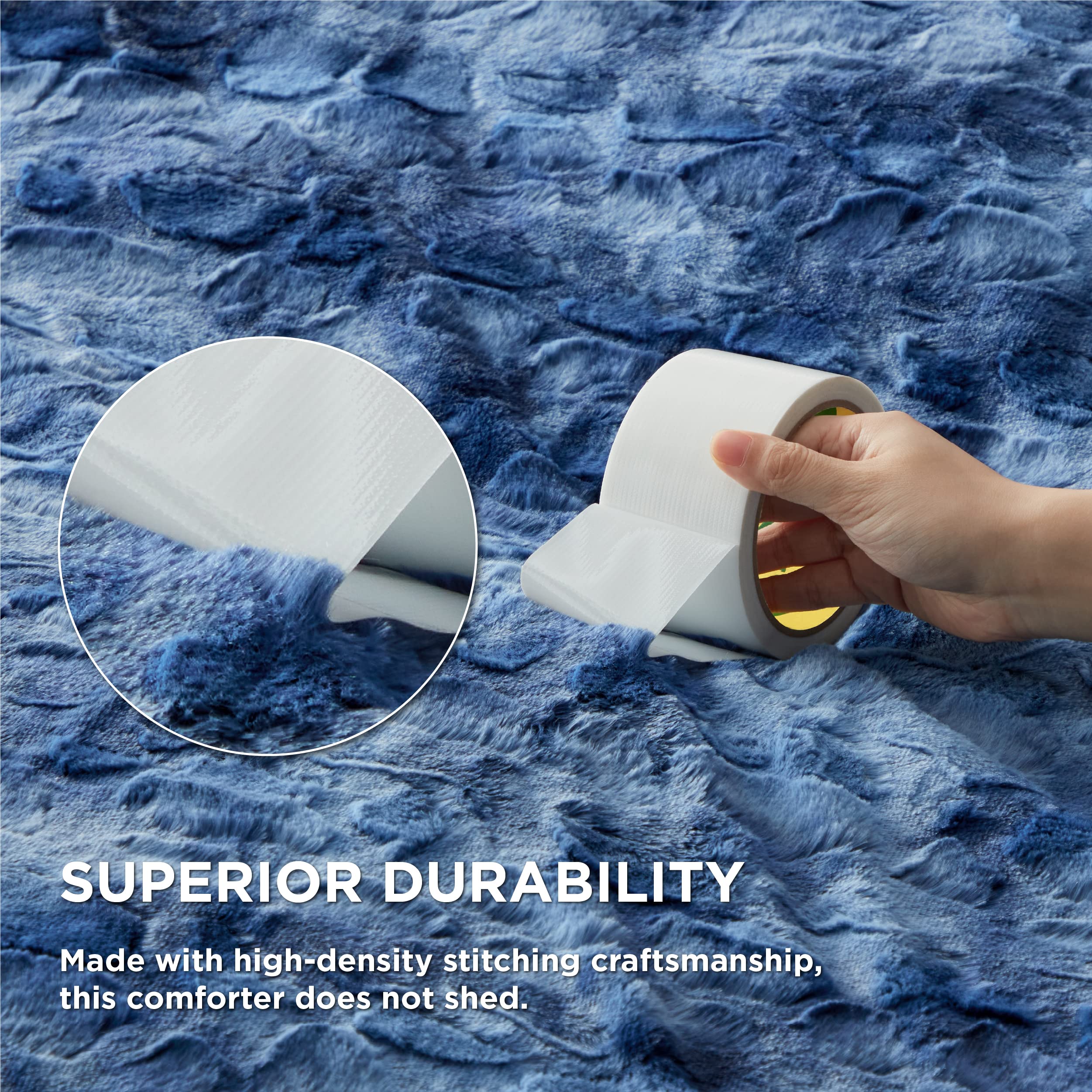 Bedsure Fuzzy Blanket King Size - Indigo, Soft and Comfy Sherpa, Plush and Furry Faux Fur, Reversible King Blankets for Bed, 108x90 Inches