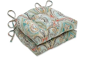 Paisley Tufted Outdoor Lounge Chair Cushions, Fade-Resistant, 16 x 16 Inches (Pack of 2)