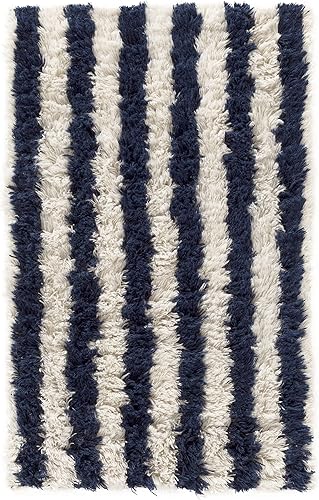 Dash and Albert Zaida - Alfombra de lana tejida a mano, 3 x 5 pies, azul marinomarfil