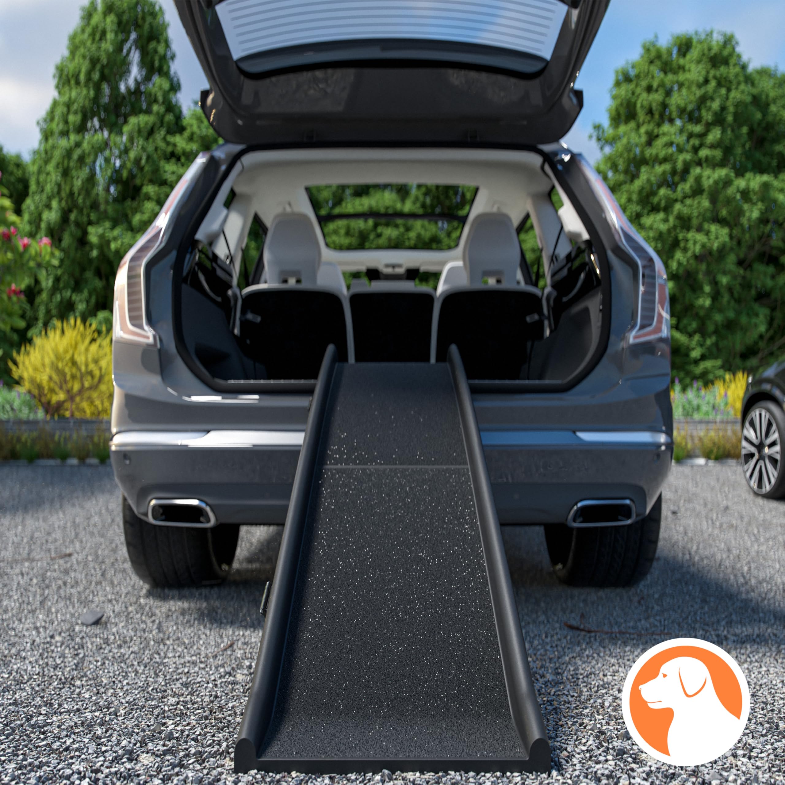CADOCA® Rampa para Perros, Escaleras Mascotas, Ayuda Coche SUV Maleteros Cama, Rampas Portatiles Escalones Plegable, Capacidad 90 KG,156x40cm Ligera, Antideslizante