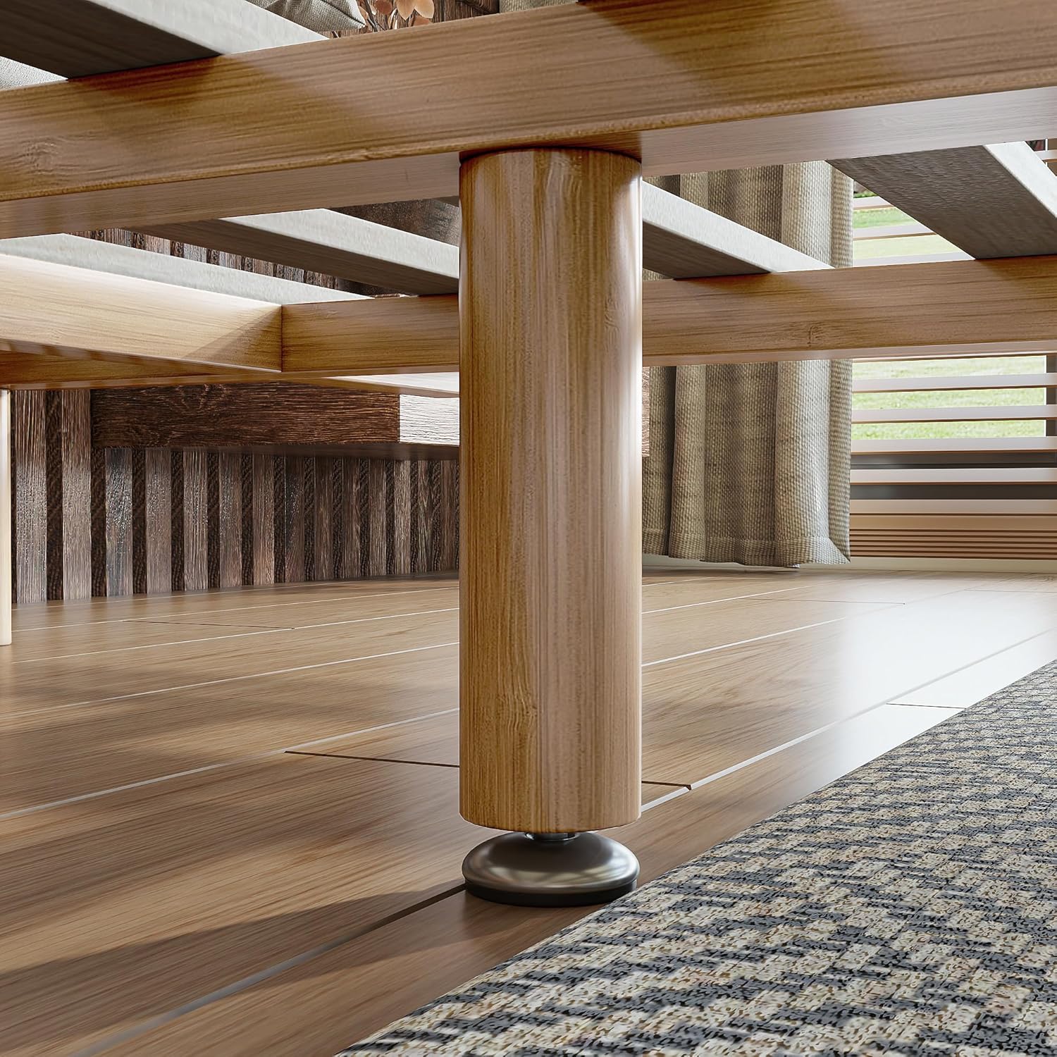 Bellemave Full Size Platform Bed Frame, Solid Bamboo Floating Bed with Wood Slats Support for Bedroom, Guest Rooms, Apartments (Natural/Full)